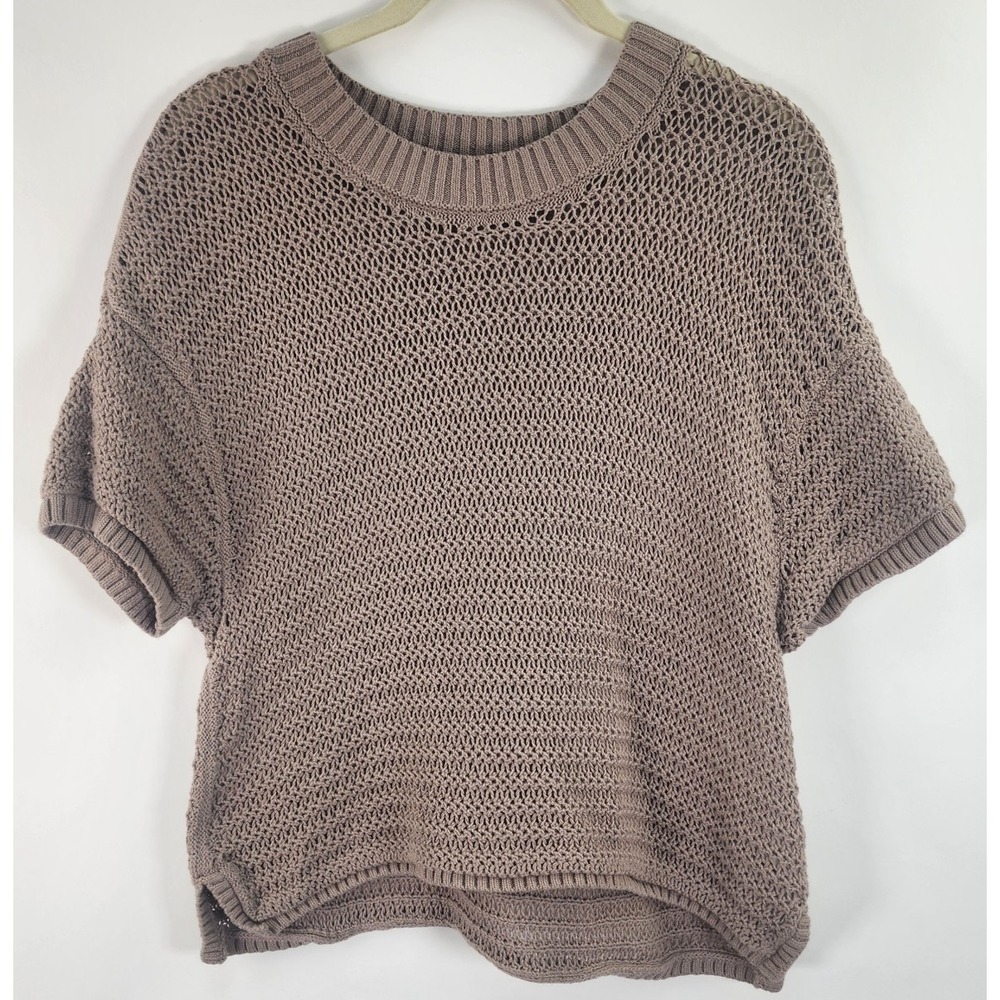Abercrombie & Fitch Open Knit Top Women's S Taupe Stretch Boho Minimalist